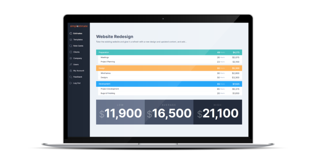 Simple Estimate Quote Sharing Screenshot
